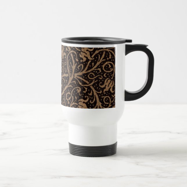 William Morris Campion Tooled Leather Damask Travel Mug (Right)