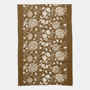 William Morris Carnation Print, Chocolate Brown  Tea Towel