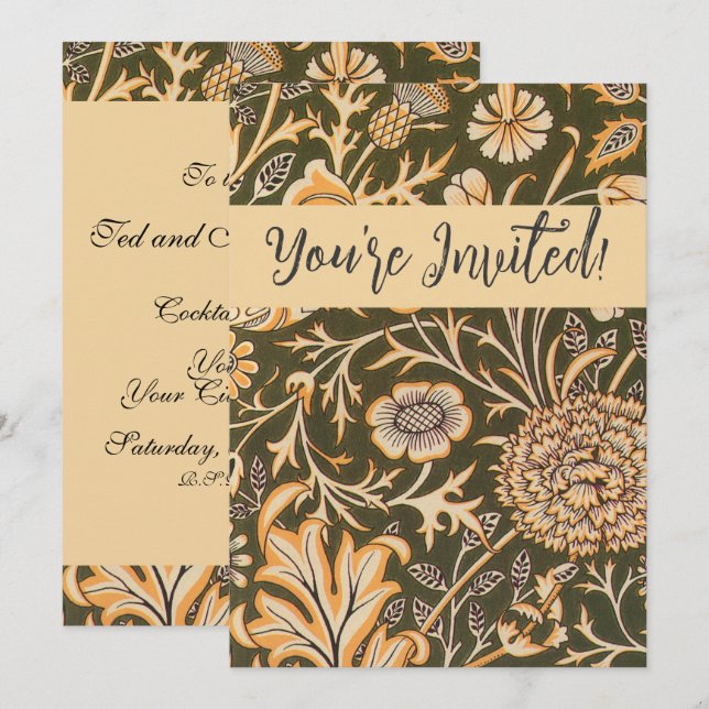William Morris Cherwell Antique Floral Pattern Invitation (Front/Back)