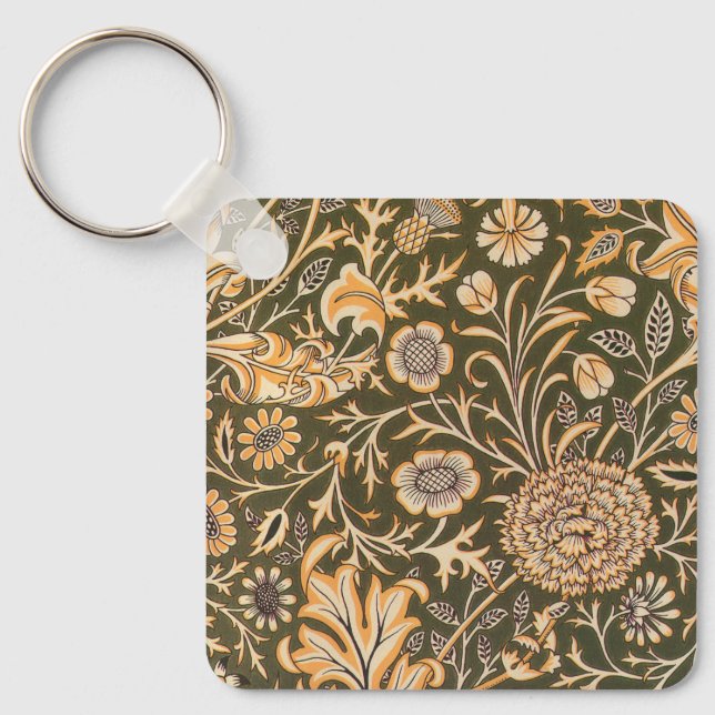 William Morris Cherwell Antique Floral Pattern Key Ring (Front)