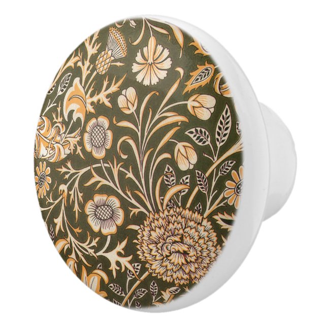 William * Morris  Cherwell Brown Orange Ceramic Knob (Right)