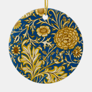 William Morris Cherwell Floral Pattern Blue Ceramic Tree Decoration