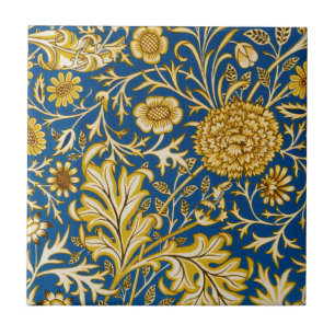 William Morris Cherwell Floral Pattern Blue Tile