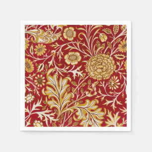 William Morris Cherwell Floral Pattern Red Napkin