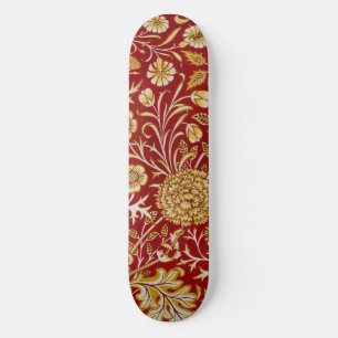 William Morris Cherwell Floral Pattern Red Skateboard