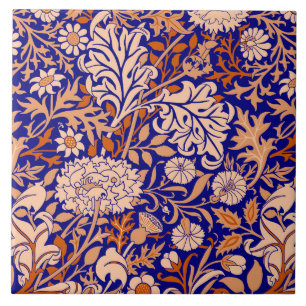 William Morris 'Cherwell' in Blue and Orange Tile