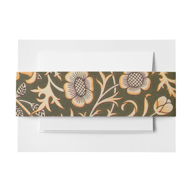 William Morris Cherwell Wallpaper Pattern Invitation Belly Band (Front Example)