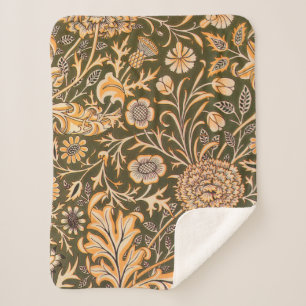 William Morris Cherwell Wallpaper Pattern Sherpa Blanket