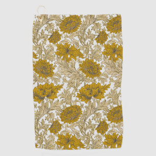 William Morris Chrysanthemum Floral Golden Yellow Golf Towel