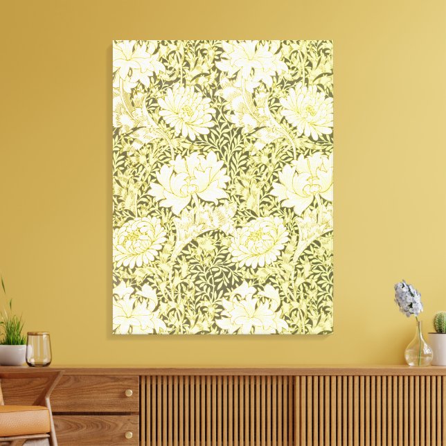 William Morris Chrysanthemum Floral Pattern Canvas Print (Insitu(LivingRoom))