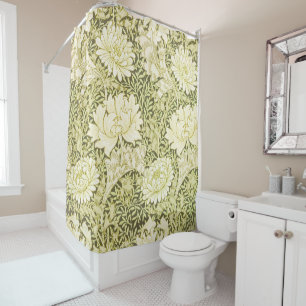 William Morris Chrysanthemum Floral Pattern Shower Curtain