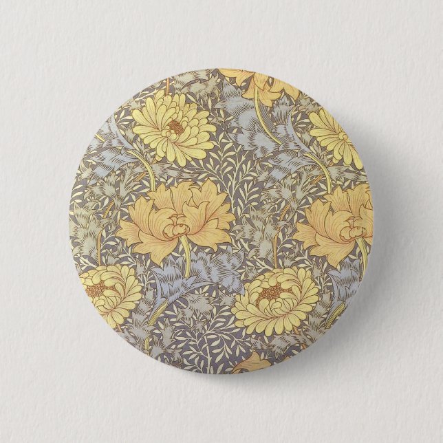 William Morris Chrysanthemum Mum Flowers 6 Cm Round Badge (Front)