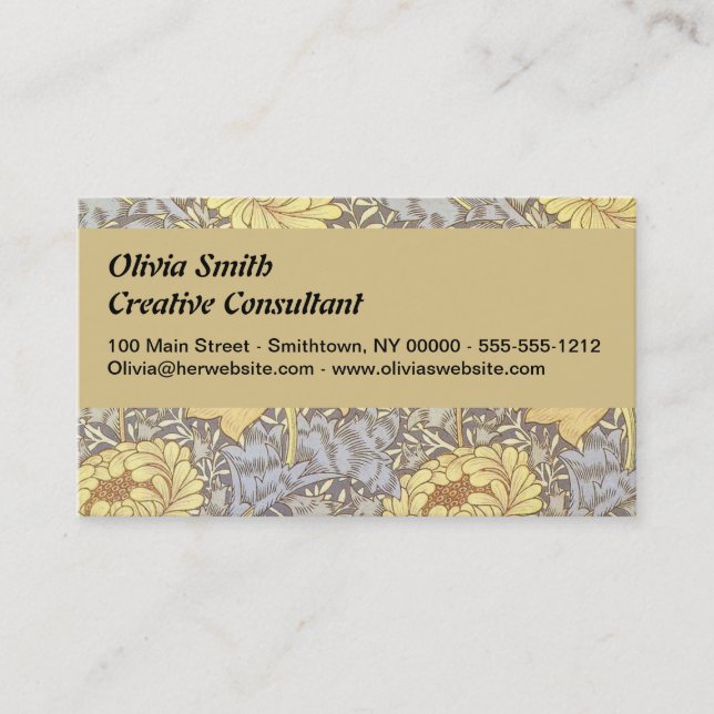 William Morris Chrysanthemum Mum Flowers Business Card (Front)