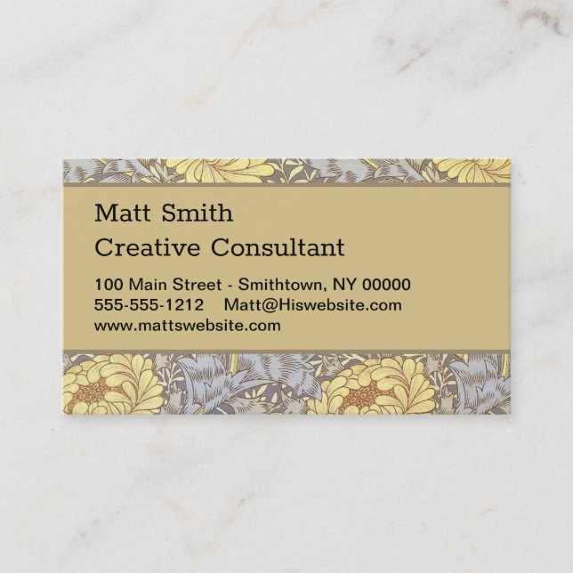 William Morris Chrysanthemum Mum Flowers Business Card (Front)