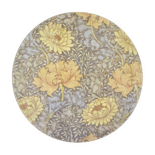 William Morris Chrysanthemum Mum Flowers Cutting Board