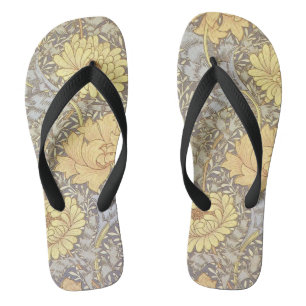 William Morris Chrysanthemum Mum Flowers Flip Flops
