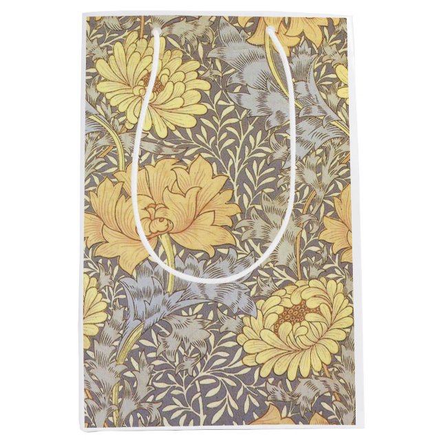 William Morris Chrysanthemum Mum Flowers Medium Gift Bag (Front)