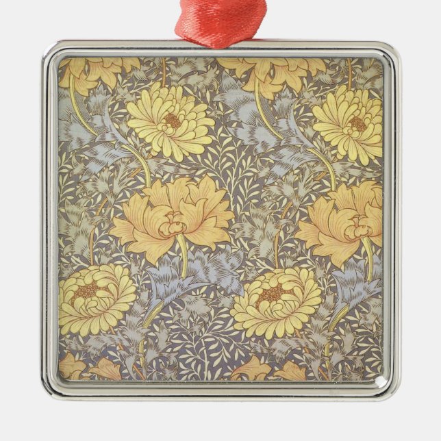 William Morris Chrysanthemum Mum Flowers Metal Tree Decoration (Front)