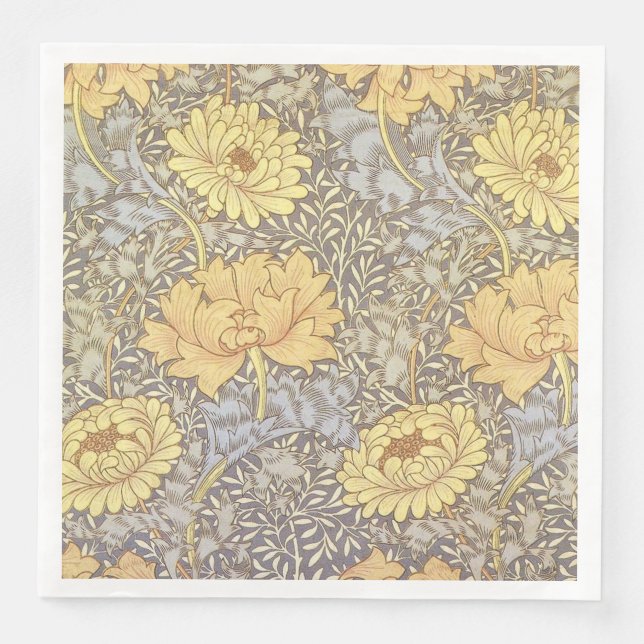 William Morris Chrysanthemum Mum Flowers Napkin (Front)