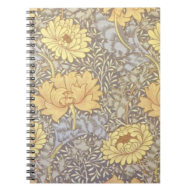 William Morris Chrysanthemum Mum Flowers Notebook (Front)