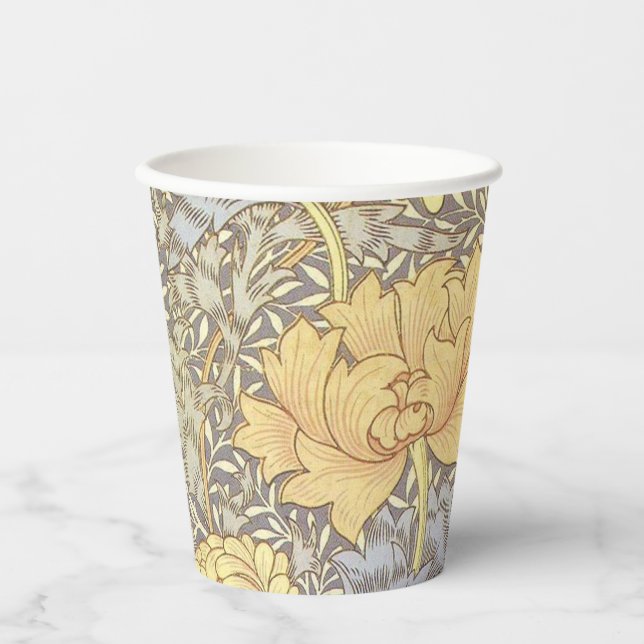 William Morris Chrysanthemum Mum Flowers Paper Cups (Front)