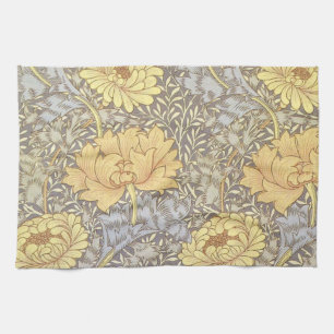 William Morris Chrysanthemum Mum Flowers Tea Towel