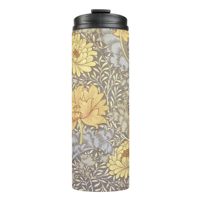 William Morris Chrysanthemum Mum Flowers Thermal Tumbler (Front)
