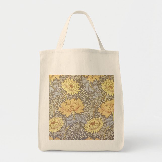 William Morris Chrysanthemum Mum Flowers Tote Bag (Front)