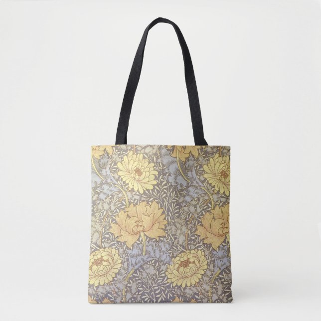 William Morris Chrysanthemum Mum Flowers Tote Bag (Front)