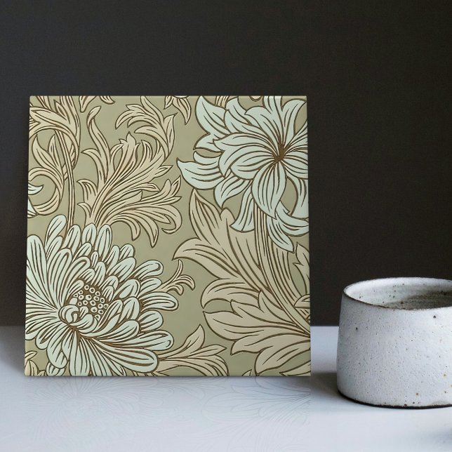 William Morris Chrysanthemum Pattern Ceramic Tile (Creator Uploaded)