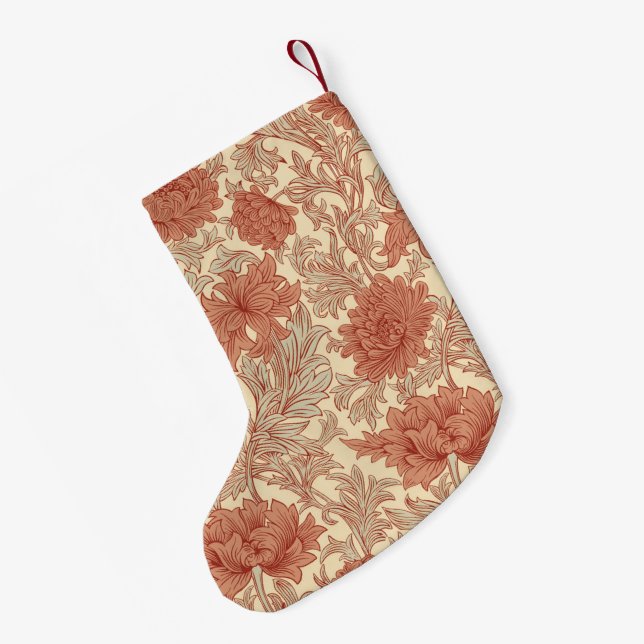 William Morris Chrysanthemum Pattern Small Christm Christmas Stocking (Back (Hanging))