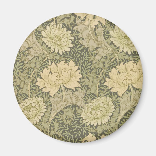 William Morris Chrysanthemum Sage Flower Magnet (Front)