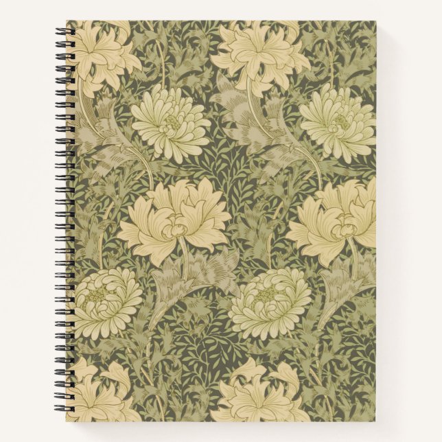 William Morris Chrysanthemum Sage Flower Notebook (Front)