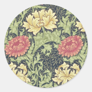 William Morris Chrysanthemum Vintage Floral Art Classic Round Sticker