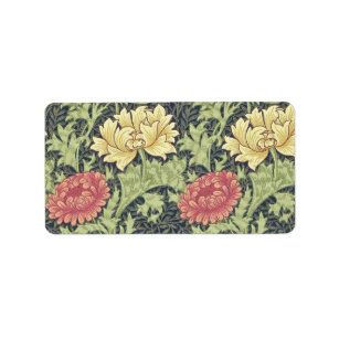 William Morris Chrysanthemum Vintage Floral Art Label