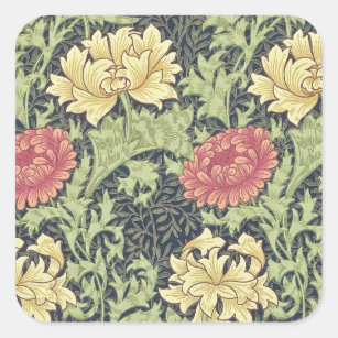 William Morris Chrysanthemum Vintage Floral Art Square Sticker