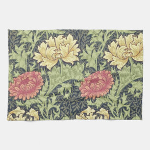 William Morris Chrysanthemum Vintage Floral Art Tea Towel