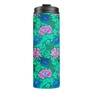 William Morris Chrysanthemums, Aqua and Violet Thermal Tumbler