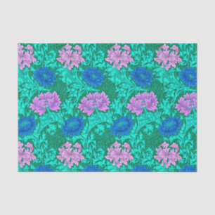 William Morris Chrysanthemums, Aqua and Violet Tissue Paper