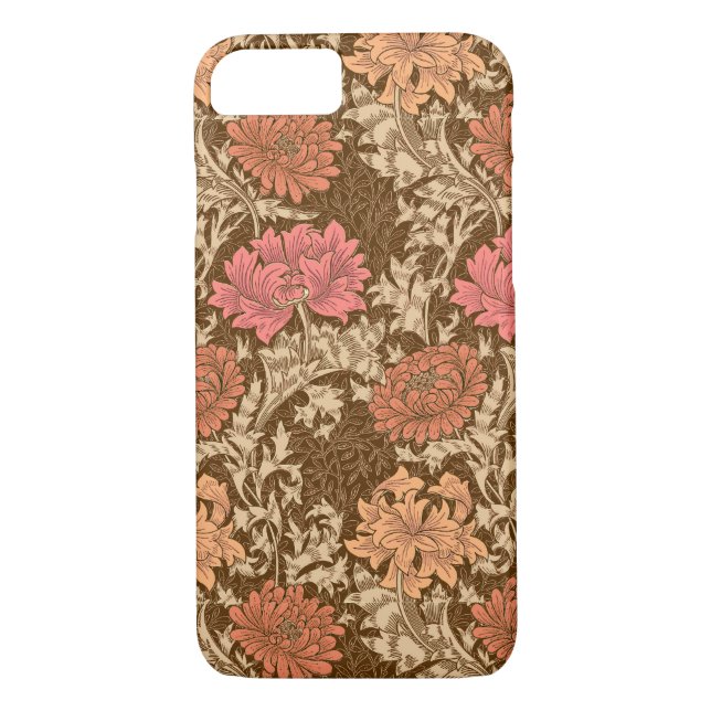 William Morris Chrysanthemums, Brown and Rust Case-Mate iPhone Case (Back)