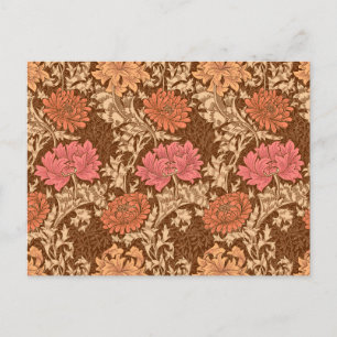 William Morris Chrysanthemums, Brown and Rust Postcard