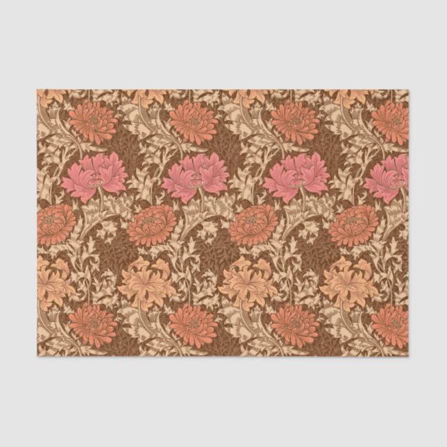 William Morris Chrysanthemums, Brown and Rust Tissue Paper (Front)