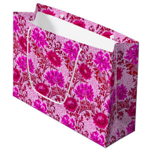William Morris Chrysanthemums, Burgundy and Pink Large Gift Bag