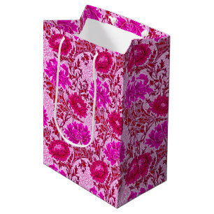 William Morris Chrysanthemums, Burgundy and Pink Medium Gift Bag