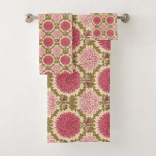 William Morris Chrysanthemums Floral Art Nouveau Bath Towel Set