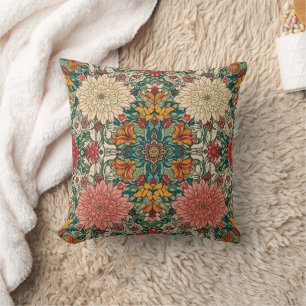 William Morris Chrysanthemums Floral Art Nouveau Cushion