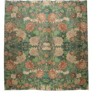  William Morris Chrysanthemums Floral Art Nouveau  Shower Curtain