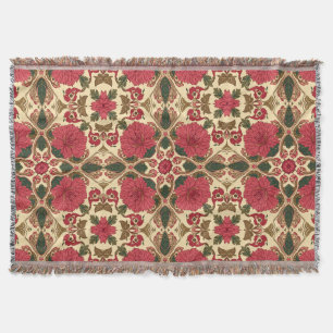 William Morris Chrysanthemums Floral Art Nouveau Throw Blanket