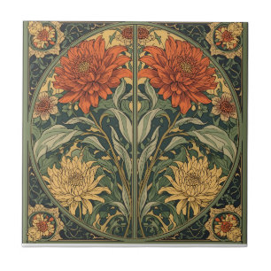  William Morris Chrysanthemums Floral Art Nouveau  Tile
