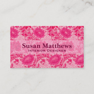 William Morris Chrysanthemums, Fuchsia Pink Business Card